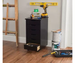 Craft Mate Black Wood 6-Drawer Rolling Storage Cart -Biglots Sales 810543292 B8 2