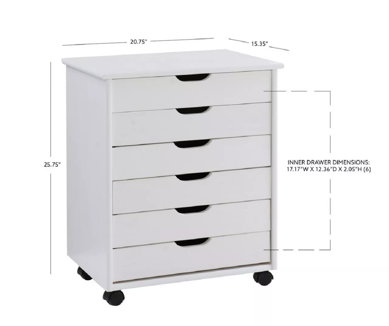 Craft Mate Wide White 6-Drawer Rolling Storage Cart 15 Craft Mate Wide White 6-Drawer Rolling Storage Cart - Image 15