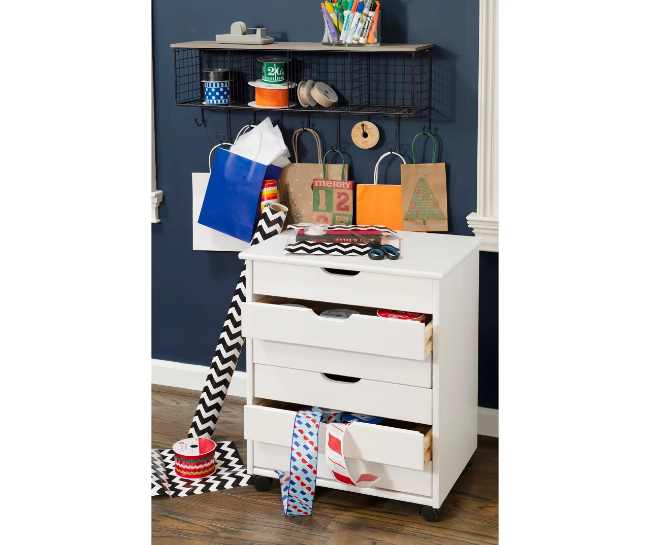 Craft Mate Wide White 6-Drawer Rolling Storage Cart 8 Craft Mate Wide White 6-Drawer Rolling Storage Cart - Image 8