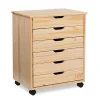 Craft Mate Wide Natural 6-Drawer Rolling Storage Cart