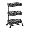 Mabry Black 3-Tier Pierced Floral Rolling Cart