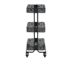 Mabry Black 3-Tier Pierced Floral Rolling Cart -Biglots Sales 810543382 4