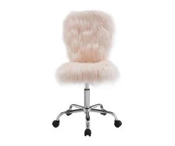 Comfort Home Blush Pink Faux Fur Swivel Chair -Biglots Sales 810543388 3