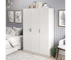 Ivory Oak 3-Door Storage Wardrobe -Biglots Sales 810561398 2