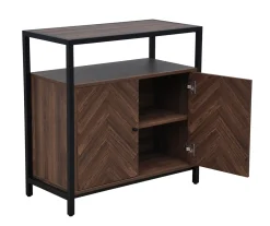 Walnut Chevron 2-Door Storage Cabinet -Biglots Sales 810584249 A7 3