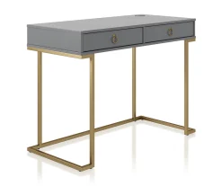 Camila Gray Writing Desk With Wireless Charging