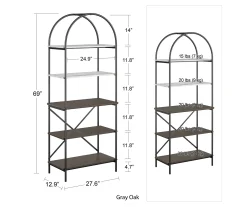 Vivinne Gray 5-Shelf Bookcase -Biglots Sales 810589034 1