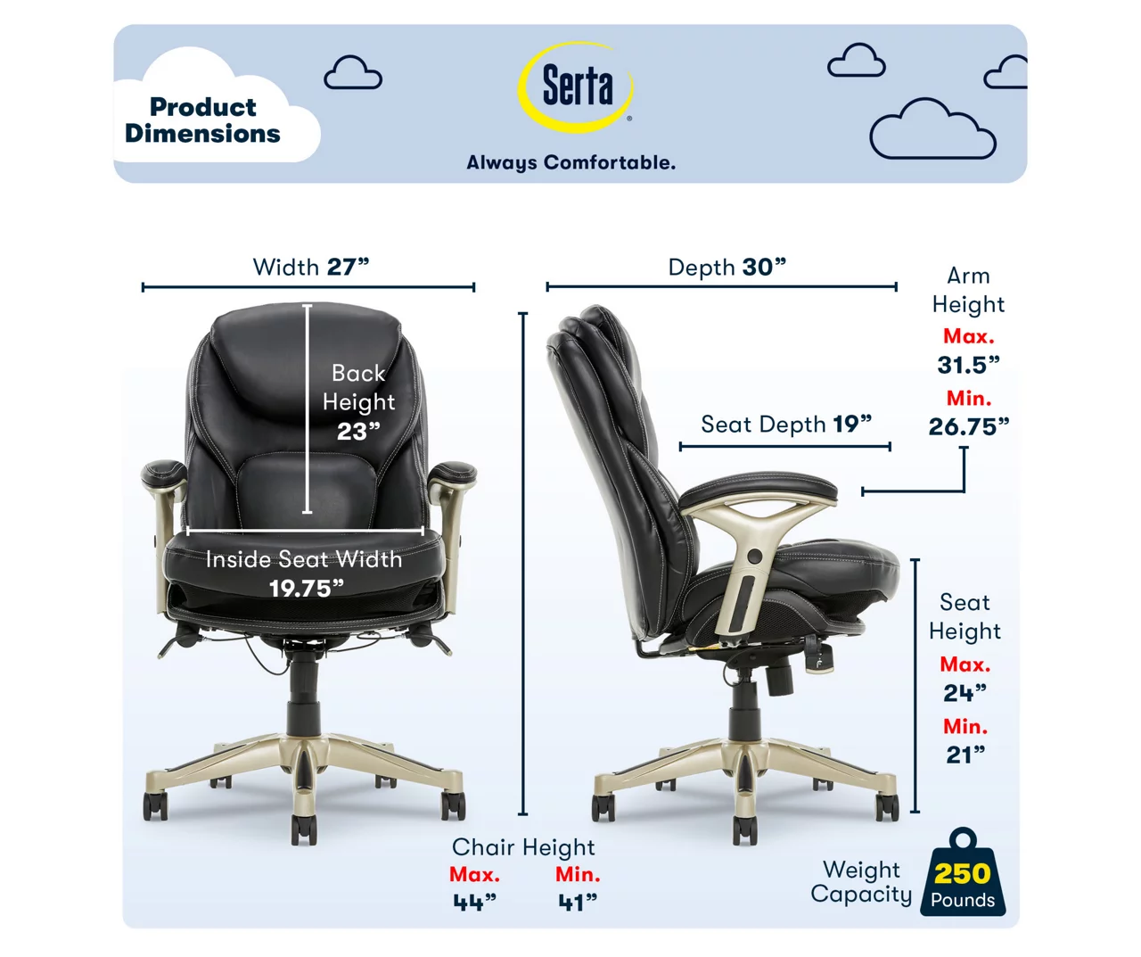 Claremont Black Bonded Leather Office Chair 5 Claremont Black Bonded Leather Office Chair - Image 5