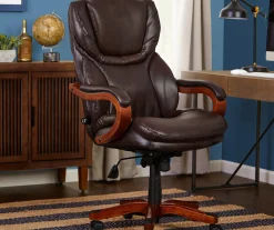 Conway Dark Brown Big & Tall Bonded Leather Office Chair -Biglots Sales 810590381 2