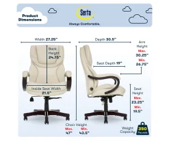 Conway Ivory Big & Tall Bonded Leather Office Chair -Biglots Sales 810590382 6