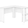 White L-Shaped Corner Desk With Open Storage