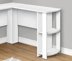 White L-Shaped Corner Desk With Open Storage -Biglots Sales 810597220 3