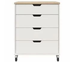 Evolution Vantage White & Weathered Oak 4-Drawer Storage Cart
