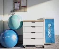 Evolution Vantage White & Weathered Oak 4-Drawer Storage Cart -Biglots Sales 810597741 3