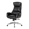 Black Mid-Century Modern Faux Leather Executive Office Chair
