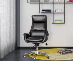 Black Mid-Century Modern Faux Leather Executive Office Chair -Biglots Sales 810598936 A0 3