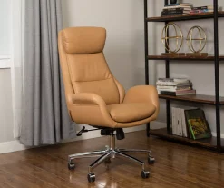 Light Brown Mid-Century Modern Faux Leather Executive Office Chair -Biglots Sales 810598939 A0 4