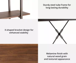 Walnut Modern Open 4-Shelf Bookcase -Biglots Sales 810598940 A0 6