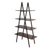 Walnut Modern A-Frame 4-Shelf Bookcase