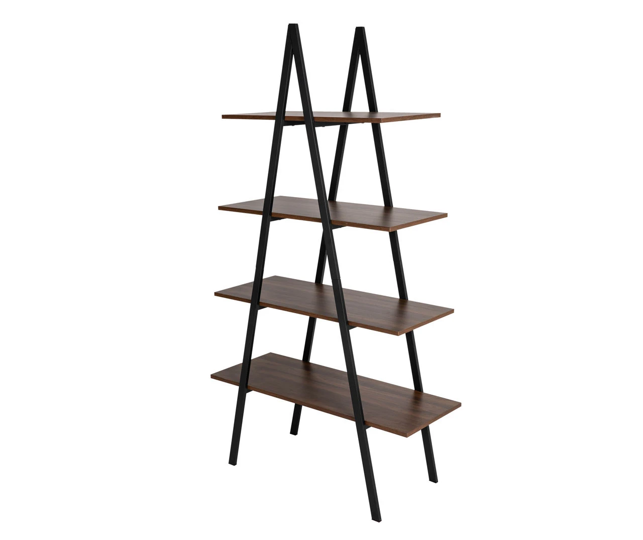 Walnut Modern A-Frame 4-Shelf Bookcase 1 Walnut Modern A-Frame 4-Shelf Bookcase
