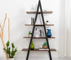 Walnut Modern A-Frame 4-Shelf Bookcase 9 Walnut Modern A-Frame 4-Shelf Bookcase -Biglots Sales 810598942 A0 3