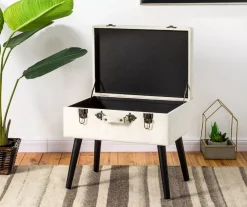 Seashell White Velvet Suitcase Storage Stool -Biglots Sales 810598945 A0 3