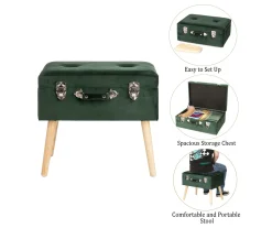 Glitzhome Velvet Suitcase Storage Stool -Biglots Sales 810598947 A0 7