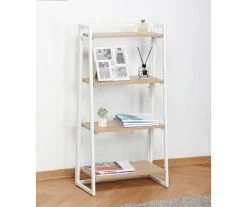 Blonde Wood Look & White 4-Tier Folding Bookcase -Biglots Sales 810606565 A0 2