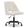 Cream Faux Wool Boucle Rolling Swivel Office Chair