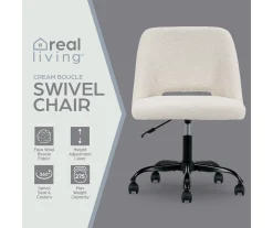 Cream Faux Wool Boucle Rolling Swivel Office Chair -Biglots Sales 810606674 A0 2