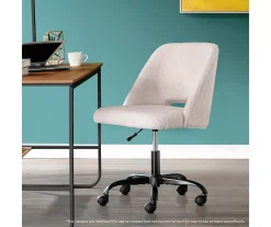 Cream Faux Wool Boucle Rolling Swivel Office Chair -Biglots Sales 810606674 A0 8
