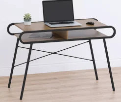 Black Metal & Woodgrain Rounded Edge Desk -Biglots Sales 810606675 B0