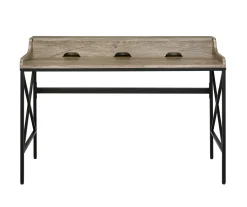 Corday Gray Wood Writing Desk With USB Charing